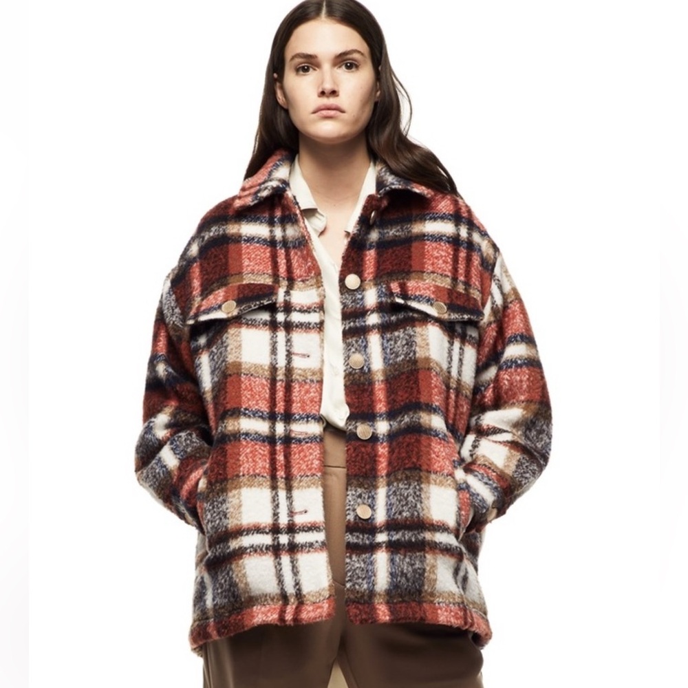 Zara Plaid Brushed Flannel Heavyweight Shacket Jacket Women’s Small - Picture 2 of 16